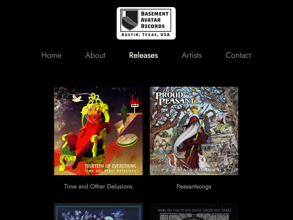 Image of Basement Avatar Records website.